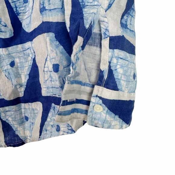 J. McLaughlin Lois Linen Small Blouse Blue White - Picture 10 of 13